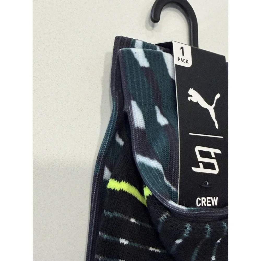 Puma Hoops Crew Socks 2-Pack Multicolored Graphic Shoe Size 8-12 NWT